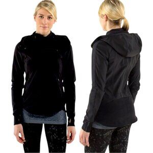Lululemon Women's BLACK Keep It Up Hooded Full-Zip LS Softshell jacket coat 8
